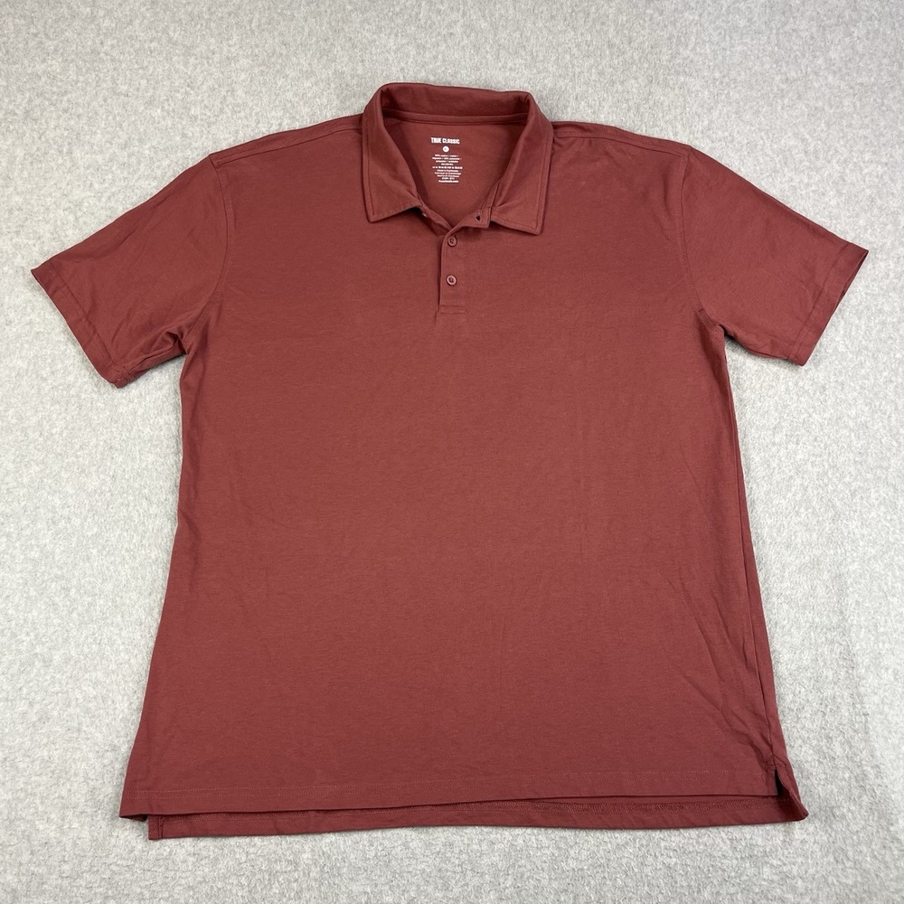 True Classic Polo Shirt Mens XL Red Soft Cotton Blend Stretch Fitting